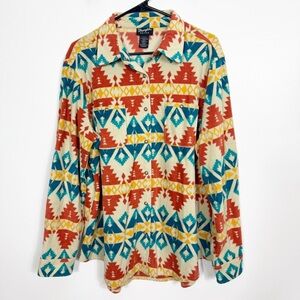 Wrangler Aztec print fleece snap front shirt size extra extra large
